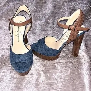 Sandales Jessica Simpson RANGLE - Bleu, Sangle Cheville, Boucle, Paillettes - Taille 9 US - Neuf Sans Boîte